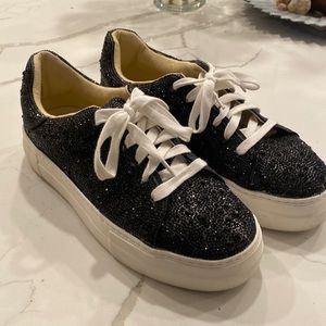 Betsey Johnson 8.5 black rhinestone sneakers!